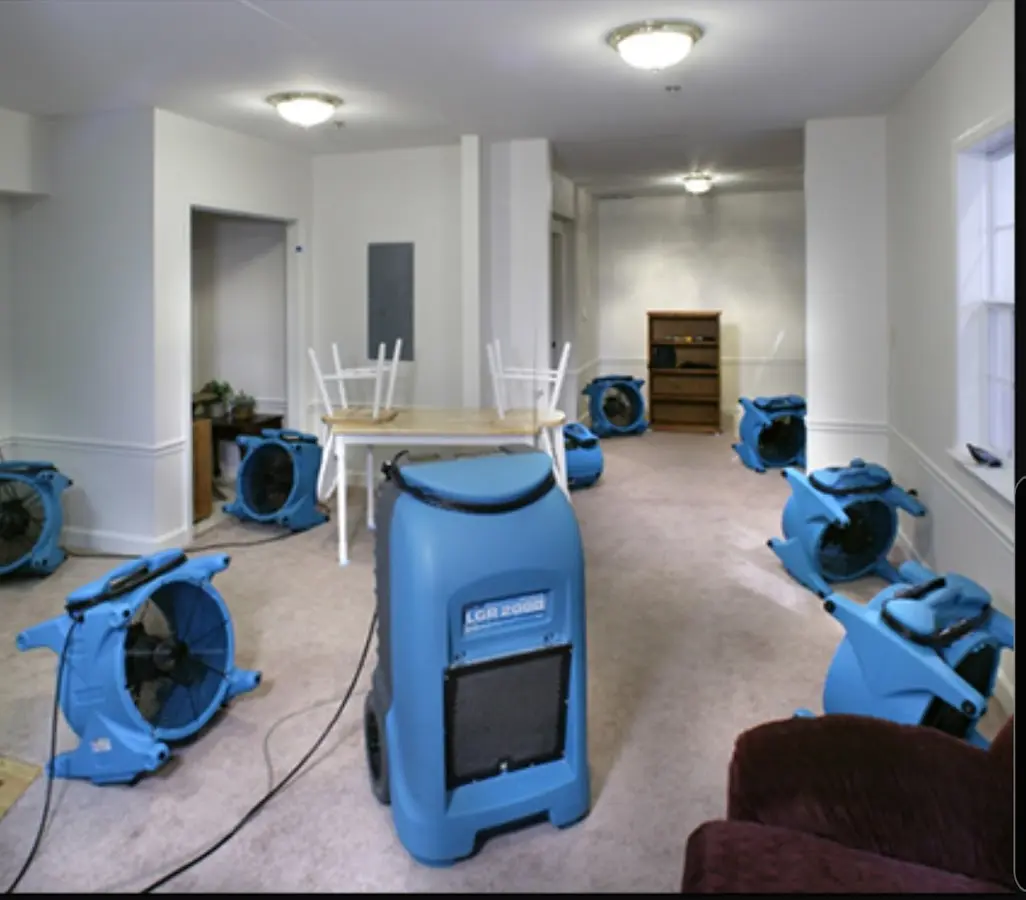 Air movers and dehumidifier setup for Water Extraction & Removal in Cherryland